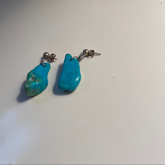 Turquoise earrings, sterling silver, 1.5” inch - Picture 4 of 5